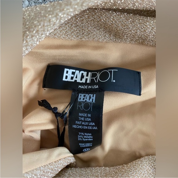 NWT Beach Riot Grace Halter Tie Bikini Top | Gold Shimmer - Picture 9 of 12